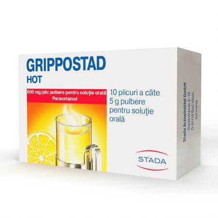 Grippostad Hot, 600 mg/plic, 10 plicuri, Stada