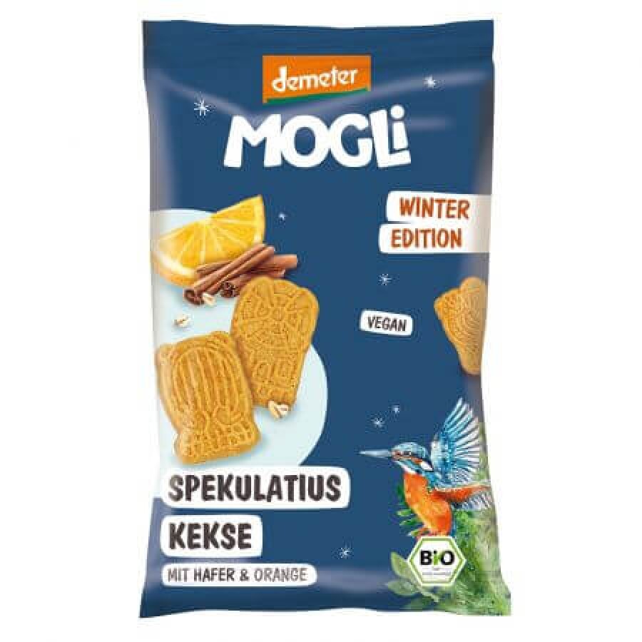 Mini biscuiti eco speculos cu scortisoara di portocale, 50 g, Mogli