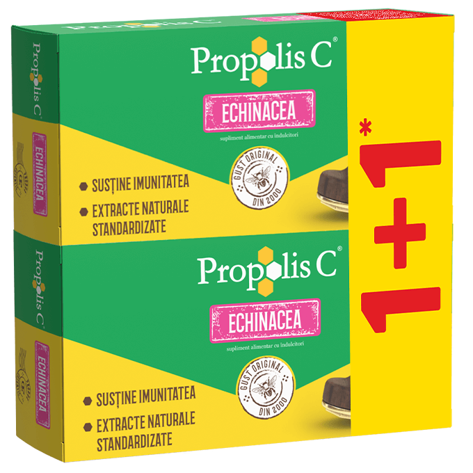 Pachet Propolis C cu Echinacea, 30 + 30 comprimate, Fiterman Vitamine si suplimente