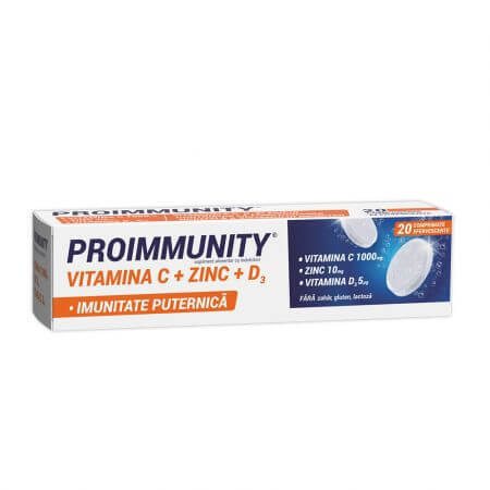 vitamina c+zinc+d3 fiterman prospect Proimmunity Vitamina C + Zinc + D3, 20 comprimate efervescente, Fiterman