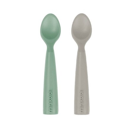 Set 2 lingurite din silicon, river green/powder grey, Minikoioi