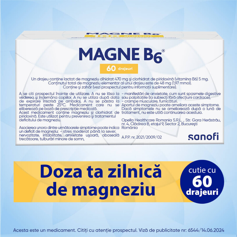 Magne B6, 60 drajeuri, Sanofi