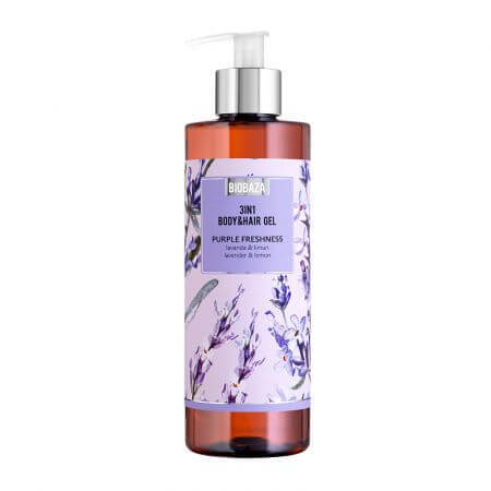 Sampon si gel de dus cu ulei de lavanda si ulei de lamaie, Purple Freshness, 400 ml, Biobaza