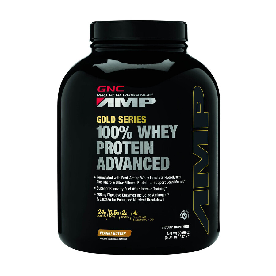 Gnc Amp Gold Advanced 100% Proteina Din Zer Cu Aroma De Unt De Arahide, 2287 G