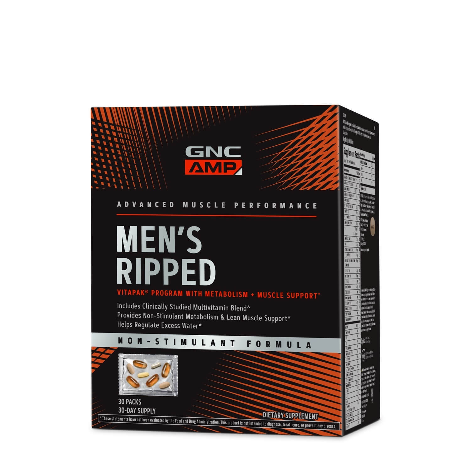 Gnc Amp Men\'s Ripped Vitapak Complex De Multivitamine Pentru Barbati- Non Stimulant, 30 Pachetele