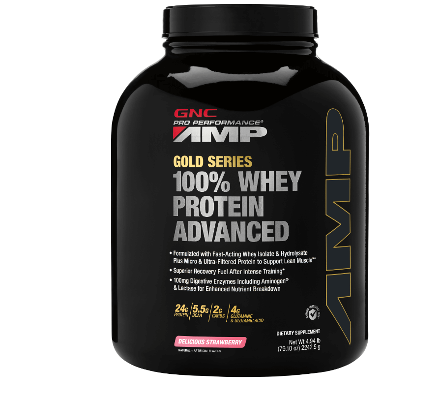 Gnc Pro Performance Amp Amplified Gold Series 100% Proteina Din Zer Advanced Cu Aroma De Capsuni, 2242.5g