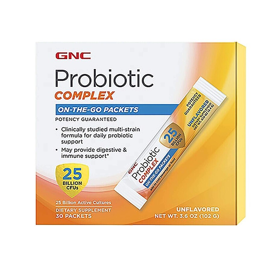 Gnc Probiotic Complex 25 Billion Cfu's On-the-go, Probiotic Complex 25 Miliarde Culturi Vii, 30 Pliculete