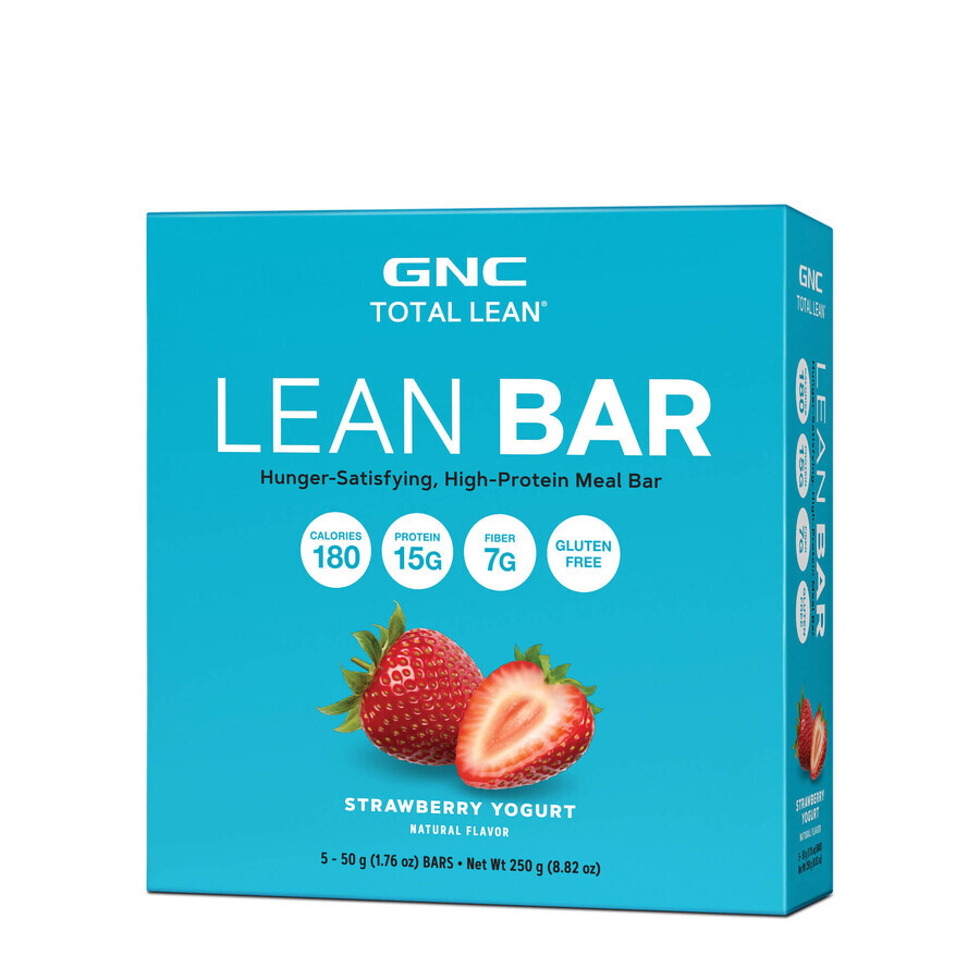 Gnc Total Lean Lean Bar, Baton Proteic, Cu Aroma De Capsuni Si Iaurt, 5X50g