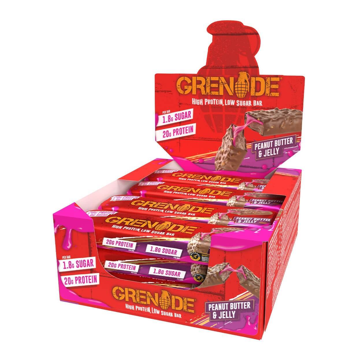 Grenade High Protein, Low Sugar Bar Peanut Butter & Jelly, Baton Proteic Cu Aroma De Unt De Arahide Si Jeleu, 60 G