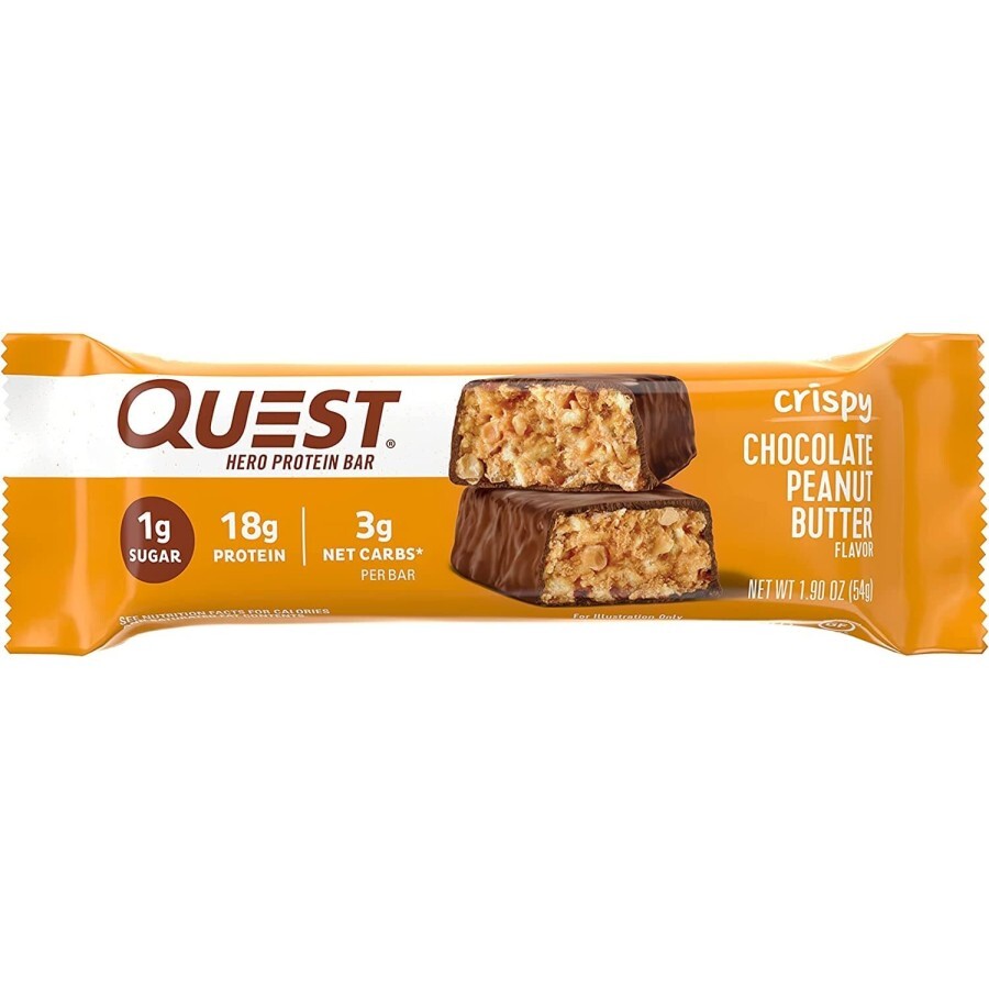 Quest Hero Crispy Baton Proteic Cu Aroma De Ciocolata Si Unt De Arahide, 54 G
