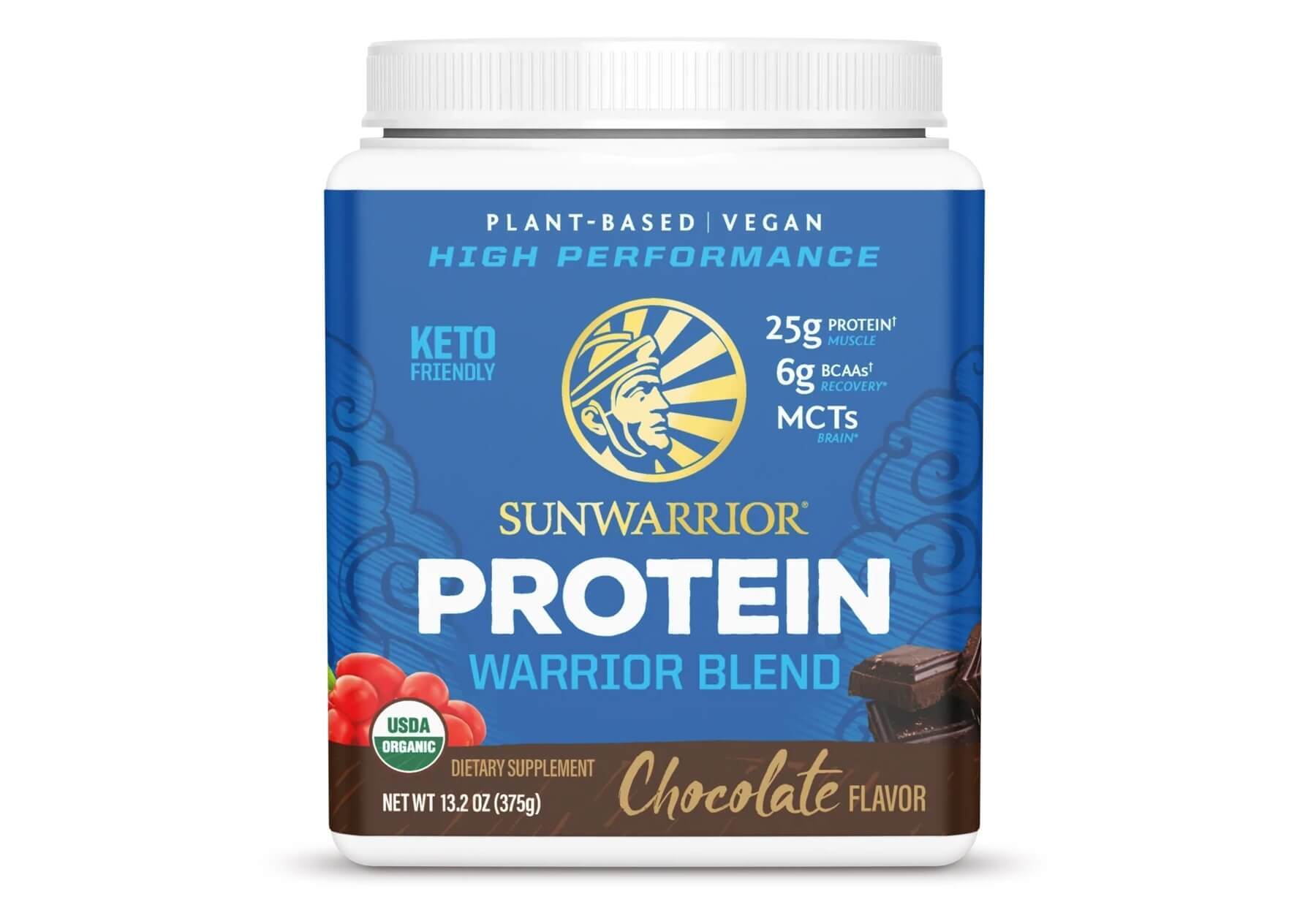 Sunwarrior Plant-based Organic Protein, Proteina Organica Vegana, Cu Aroma De Ciocolata, 375 G