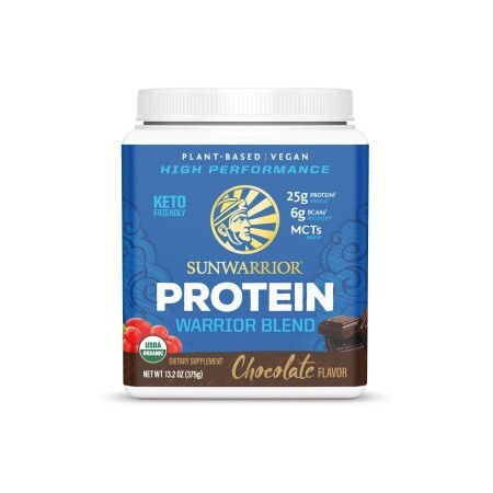 Sunwarrior Plant-based Organic Protein, Proteina Organica Vegana, Cu Aroma De Ciocolata, 375 G