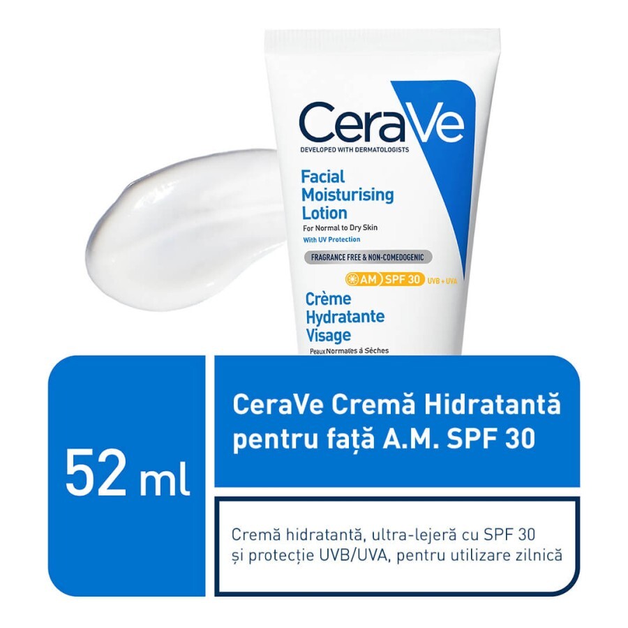 Crema hidratanta de fata SPF 30, 52 ml, CeraVe