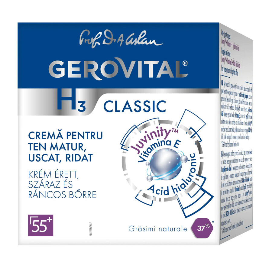 Creme für reife, trockene, faltige Haut Gerovital H3 Classic 55+, 50 ml, Farmec