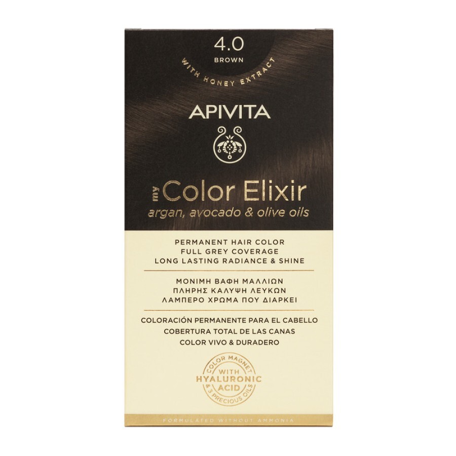Vopsea pentru par My Color Elixir, nuanta 4.0, Apivita