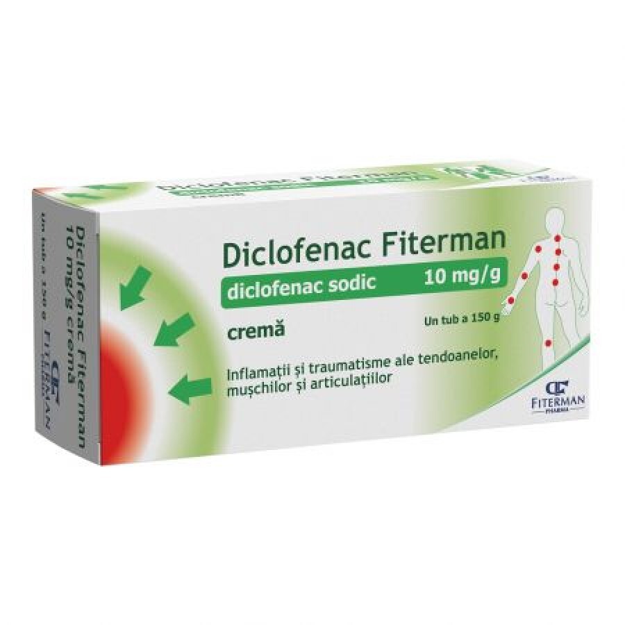 Diclofenac crema, 10 mg/g, 150 g, Fiterman Pharma recenzii