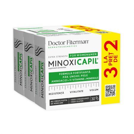 Pachet Minoxicapil, 3 x 30 capsule, Doctor Fiterman Vitamine si suplimente