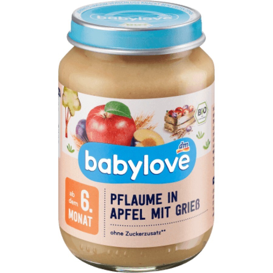 Babylove griș cu prune și mere 6+ ECO, 190 g