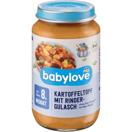 Babylove Meniu de cartofi cu  gulaș de vită 8+, 220 g
