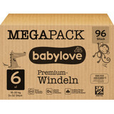 Babylove Premium scutece bebeluși, mărimea 6, 15-20 Kg, 96 buc