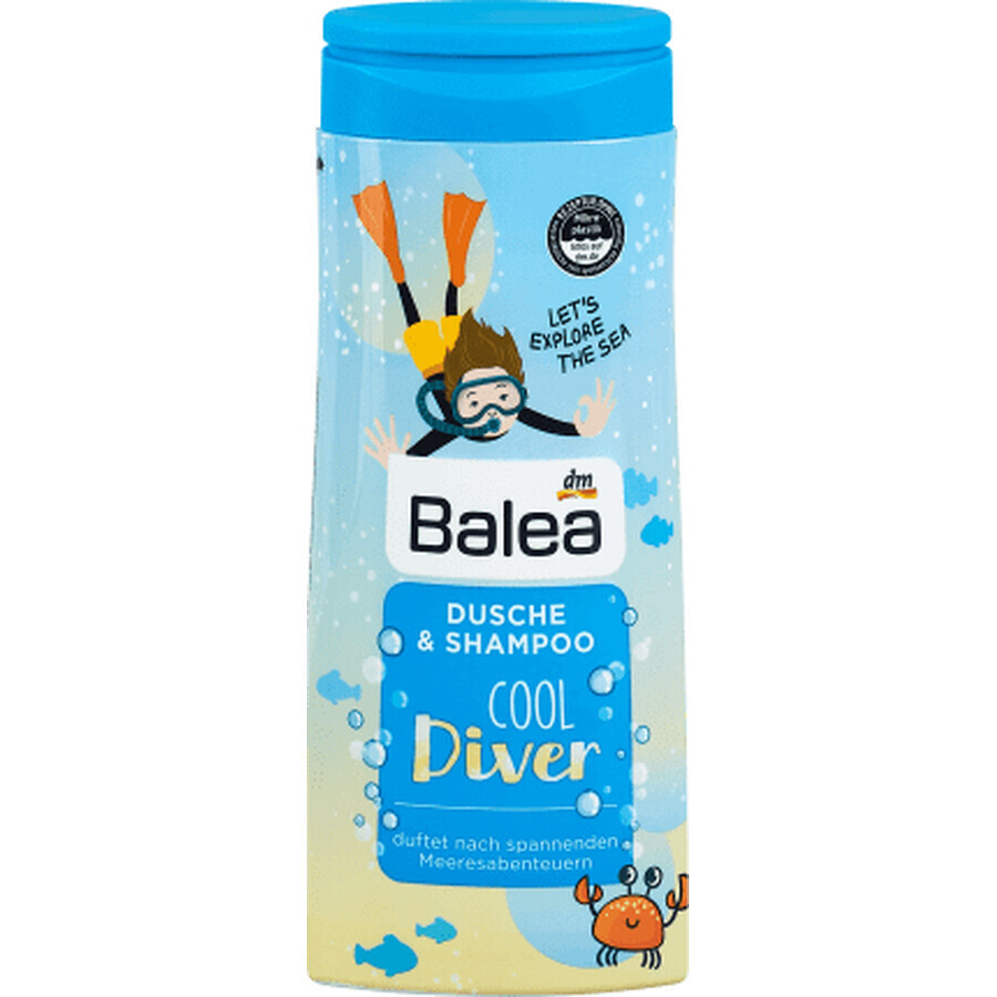 Balea Kids 2în1 gel duș&șampon Cool Diver, 300 ml