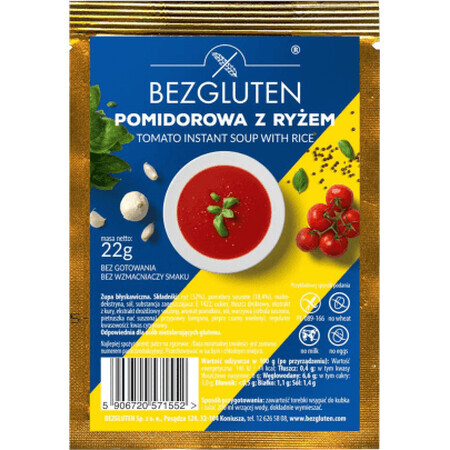 Bezgluten Supă instant de tomate şi orez, 22 g
