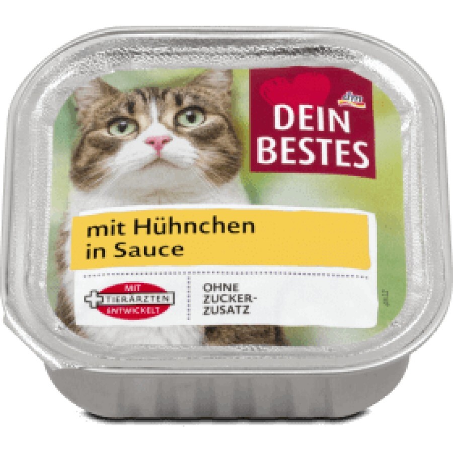 Dein Bestes caserolă hrană umedă pentru pisici carne de pasăre în sos, 100 g