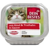 Dein Bestes caserolă hrană umedă pentru pisici, cu vită&curcan în sos, 100 g