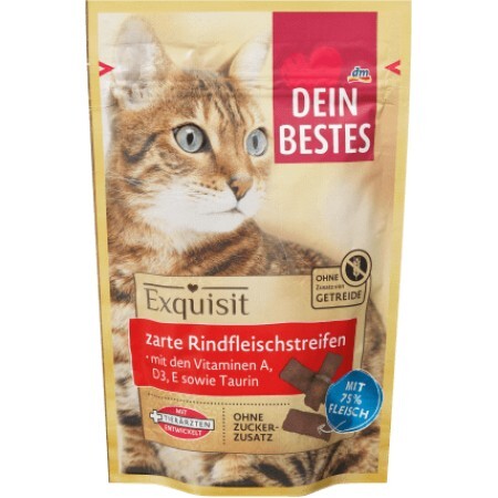 Dein Bestes Dein Beste hrană pentru pisici cu fâșii de carne de vită, 50 g