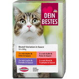 Dein Bestes hrană pentru pisici carne& pește în sos 12*100g, 1200 g