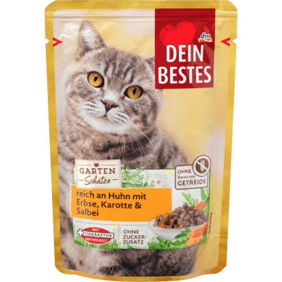 Dein Bestes Hrană pui cu salvie și mazăre pentru pisici, 100 g