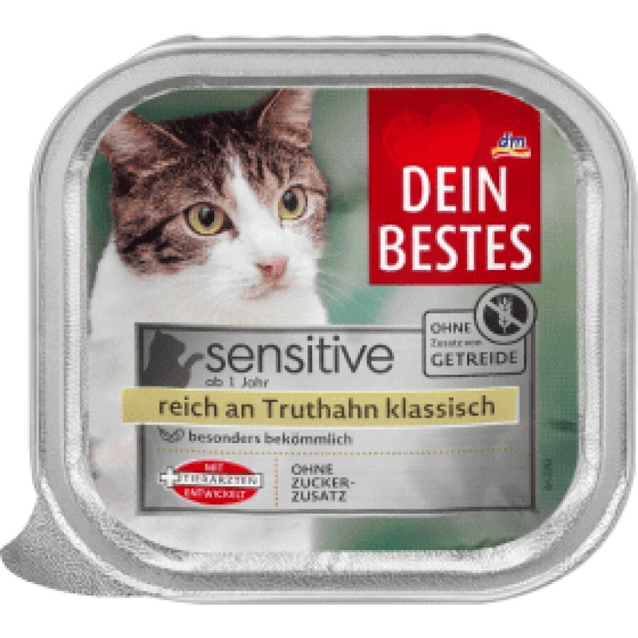 Dein Bestes Hrană umedă cu curcan pentru pisici senzitiv, 100 g