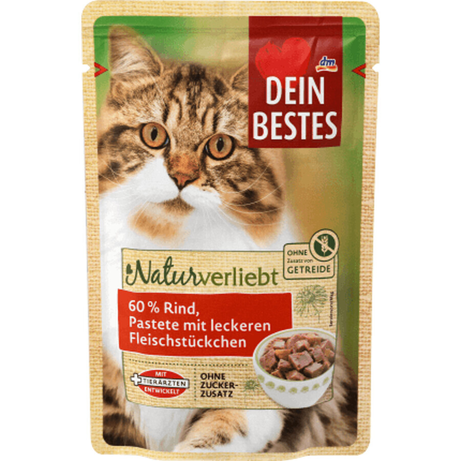Dein Bestes Hrană umedă pentru pisici cu 60% carne de vită, 85 g