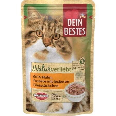 Dein Bestes Hrană umedă pentru pisici cu carne de pui, 85 g