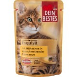 Dein Bestes pliculeț hrană pentru pisici cu carne de pui și brânză, 85 g
