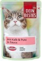 Dein Bestes pliculeț hrană umdă pentru pisici vițel&amp;curcă &#238;n sos, 100 g