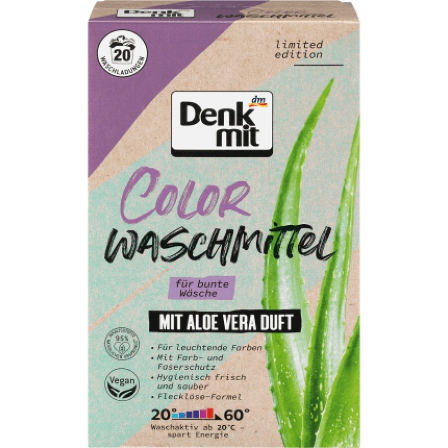 Denkmit Detergent pudră pentru rufe colorate aloe vera, 20 Spălări