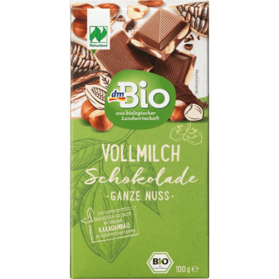 DmBio Ciocolată cu lapte și alune, 100 g