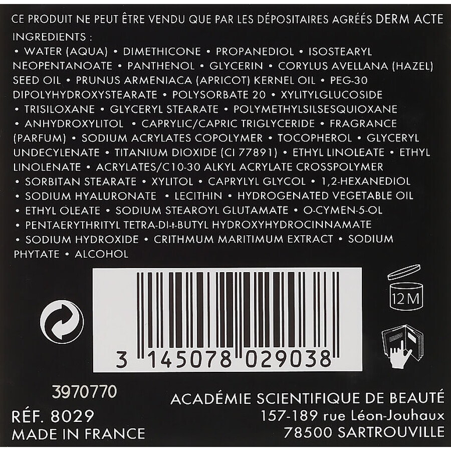 Crema trattamento viso con acido ialuronico Derm Acte Hydratante Survitaminee AC8029, 50 ml, Academy