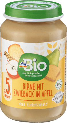 DmBio Meniu de pere cu pâine prăjită în măr ECO 5+, 190 g