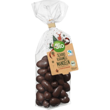 DmBio Migdale în ciocolată și caramel ECO, 130 g