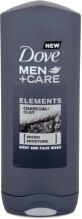 Dove MEN Gel de duș Charcoal&amp;Clay, 400 ml
