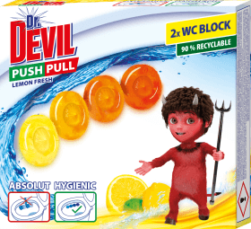 Dr. Devil Odorizant de wc push pull lemon fresh 2x20g, 2 buc