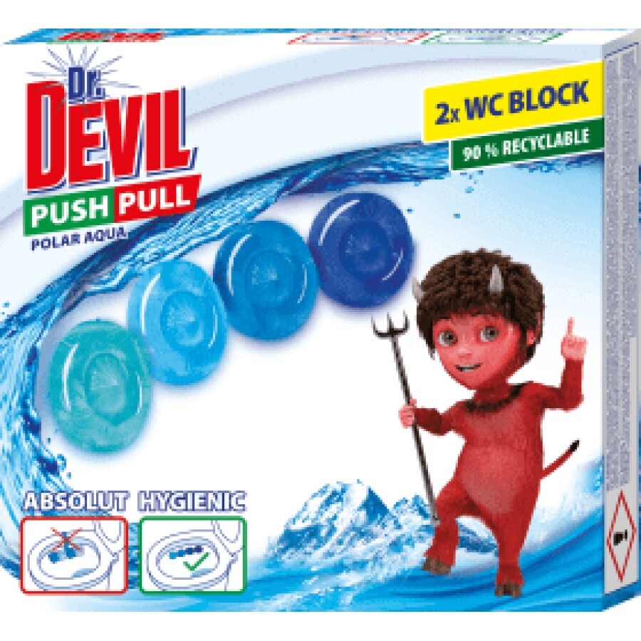 Dr. Devil Odorizant de wc push pull polar aqua 2x20g, 2 buc