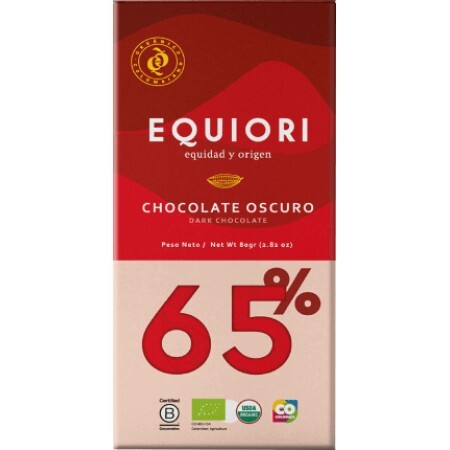 Equiori Ciocolată neagră 65%, 80 g