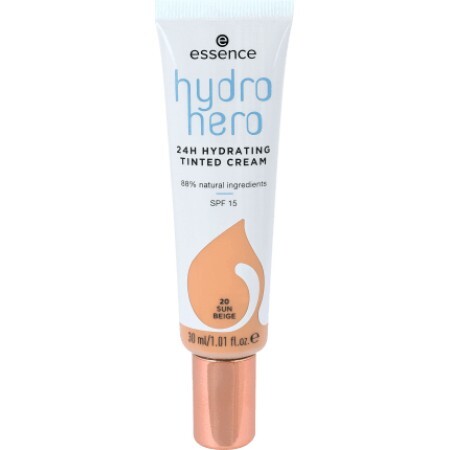 Essence Cosmetics hydro hero 24h cremă hidratantă colorată 20 Sun Beige, 30 ml