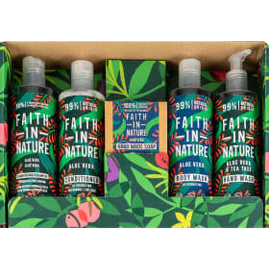 Faith in Nature Set șampon păr+balsam pentru păr+gel de duș+săpun lichid+săpun solid, 1 buc