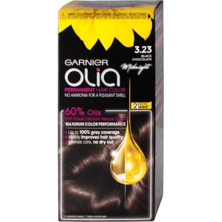 Garnier Olia Vopsea de păr permanentă fără amoniac 3.23 ciocolată neagră, 1 buc