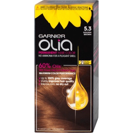 Garnier Olia Vopsea de păr permanentă fără amoniac 5.3 şaten auriu, 1 buc