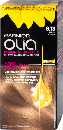 Garnier Olia Vopsea de păr permanentă fără amoniac 8.13 blond cenuşiu, 1 buc